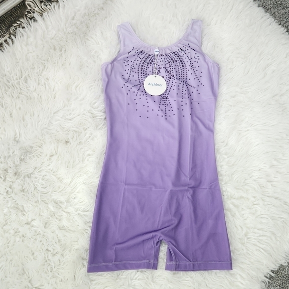 Arshiner Leotards for Girls Gymnastics with Shorts Color Gradient Shiny … - Picture 3 of 9